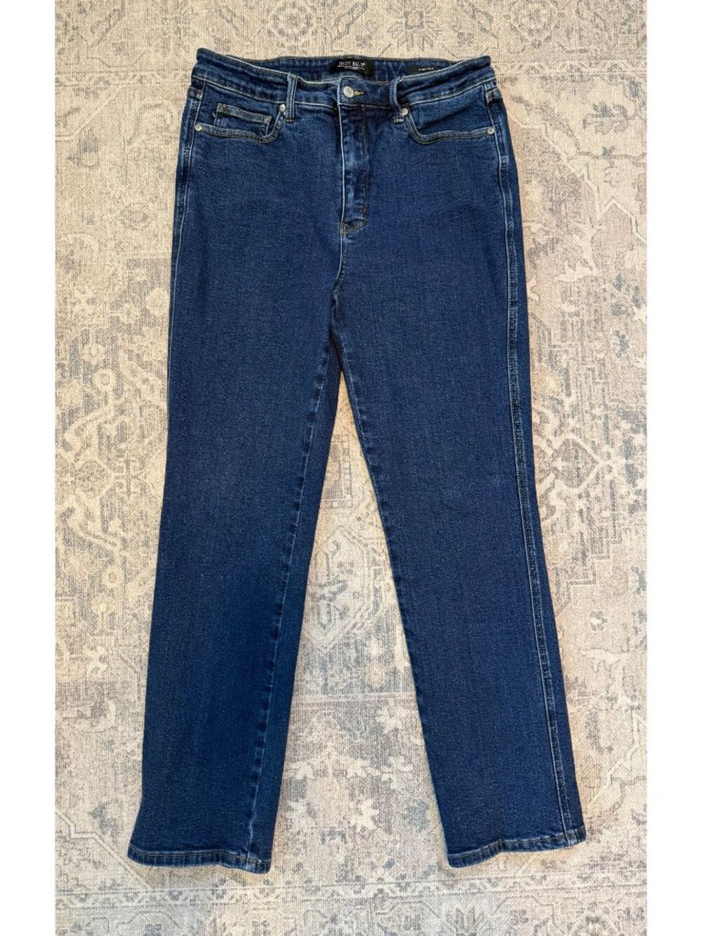 Judy Blue Women's Straight Leg High Rise Blue Denim Jeans Size 32 Stretch